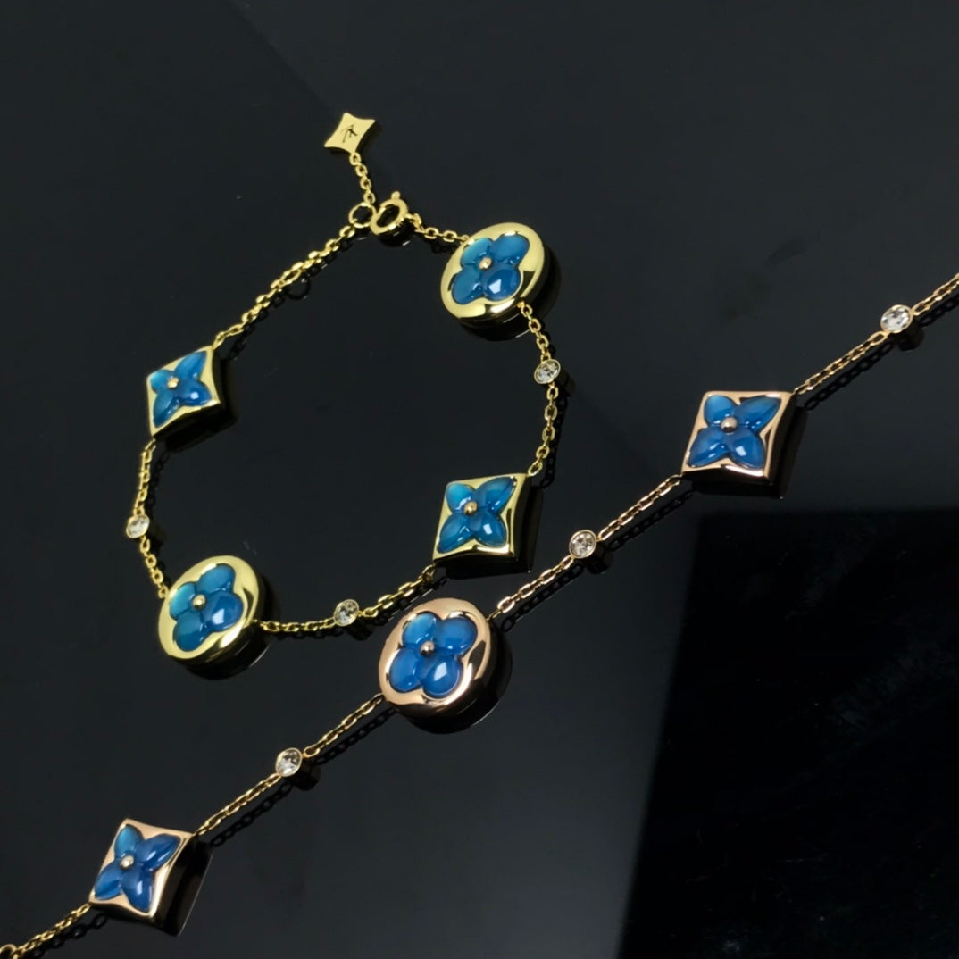 [Love Lucky]STAR AND SUN 4 MOTIF BLUE BRACELET