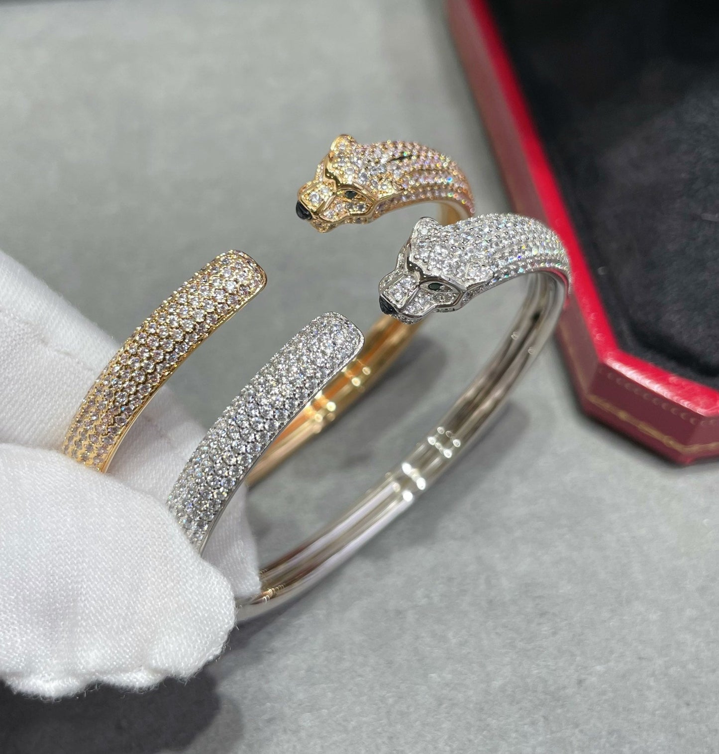 [Love Lucky]PANTHERE FULL DIAMOND OPEN BRACELET