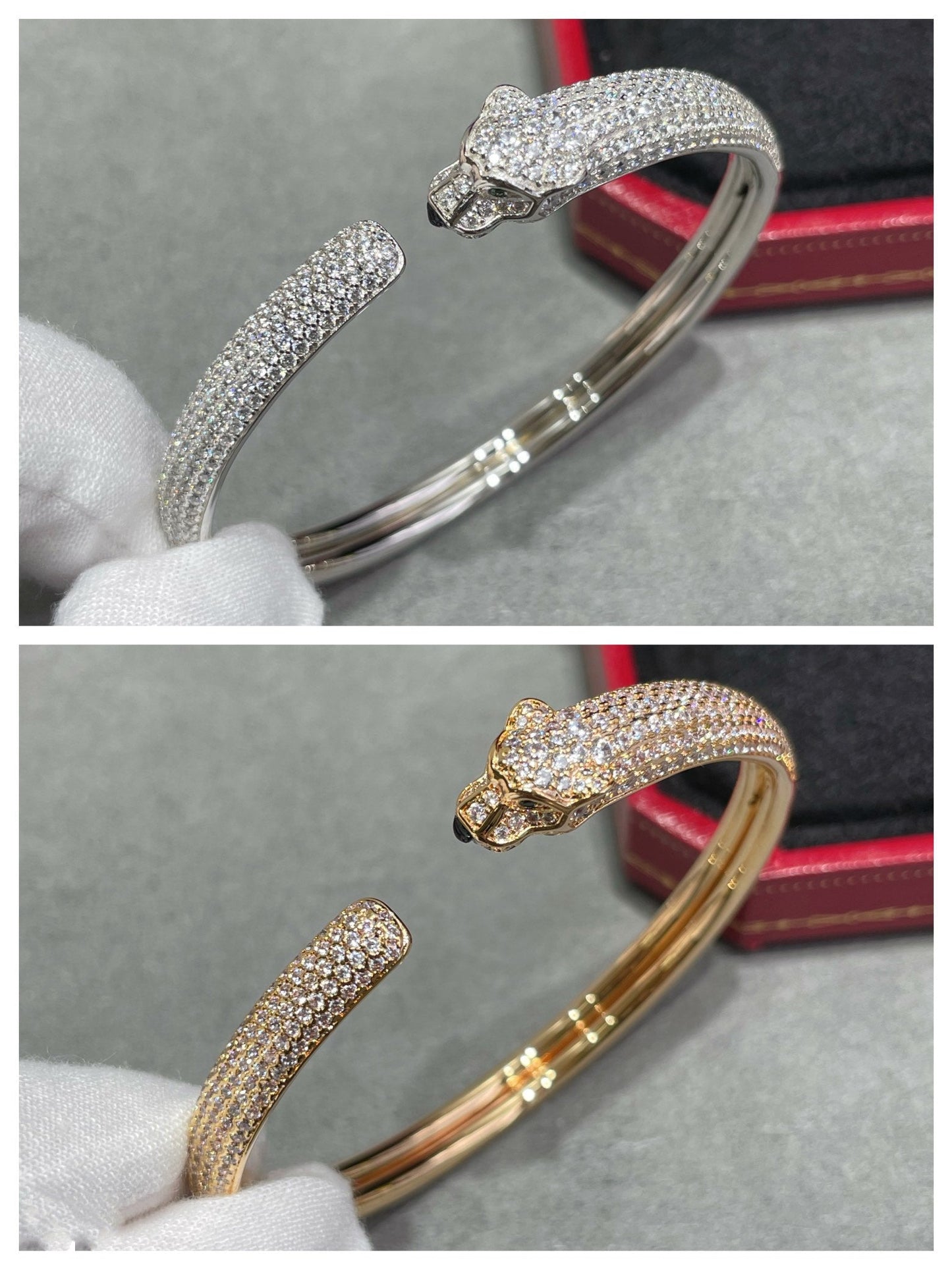 [Love Lucky]PANTHERE FULL DIAMOND OPEN BRACELET