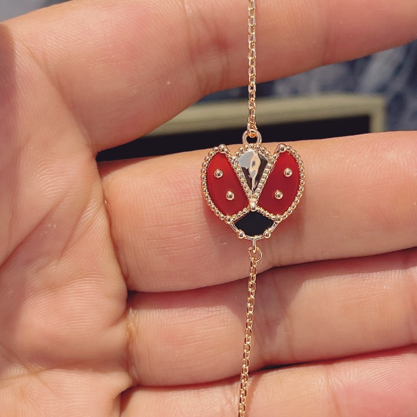 [Love Lucky]LUCKY SPRING 1 MOTIF PINK GOLD BRACELET