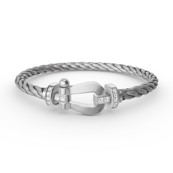 [Love Lucky]FORCE LARGE HORSESHOE HALF DIAMOND BRACELET SILVER
