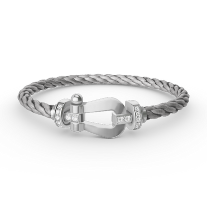 [Love Lucky]FORCE LARGE HORSESHOE HALF DIAMOND BRACELET SILVER