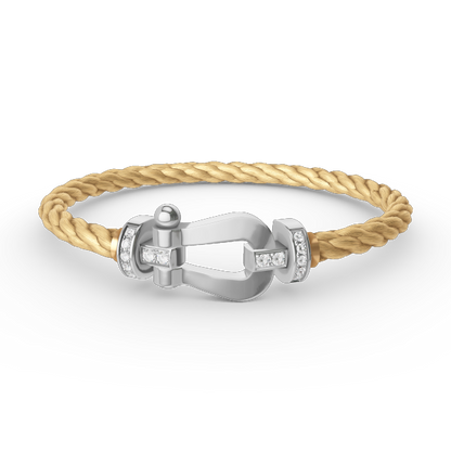 [Love Lucky]FORCE LARGE HORSESHOE HALF DIAMOND BRACELET SILVER