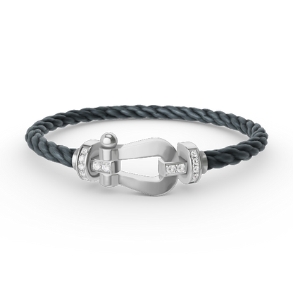 [Love Lucky]FORCE LARGE HORSESHOE HALF DIAMOND BRACELET SILVER