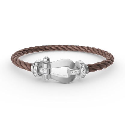 [Love Lucky]FORCE LARGE HORSESHOE HALF DIAMOND BRACELET SILVER