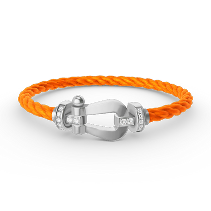 [Love Lucky]FORCE LARGE HORSESHOE HALF DIAMOND BRACELET SILVER