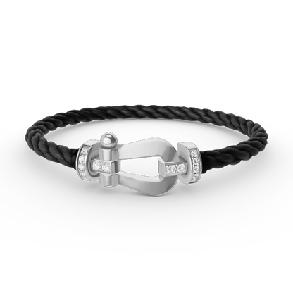 [Love Lucky]FORCE LARGE HORSESHOE HALF DIAMOND BRACELET SILVER