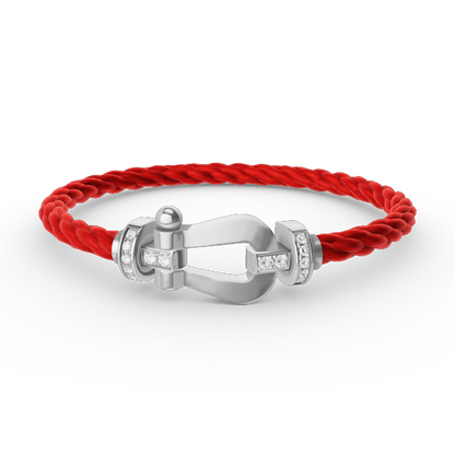 [Love Lucky]FORCE LARGE HORSESHOE HALF DIAMOND BRACELET SILVER