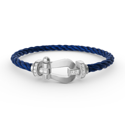 [Love Lucky]FORCE LARGE HORSESHOE HALF DIAMOND BRACELET SILVER