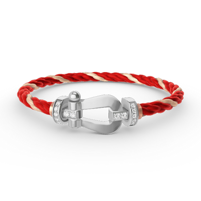 [Love Lucky]FORCE LARGE HORSESHOE HALF DIAMOND BRACELET SILVER
