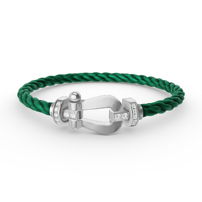 [Love Lucky]FORCE LARGE HORSESHOE HALF DIAMOND BRACELET SILVER