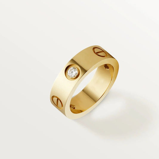 [Love Lucky]LOVE RING 5.5MM 3 DIAMONDS PINK GOLD