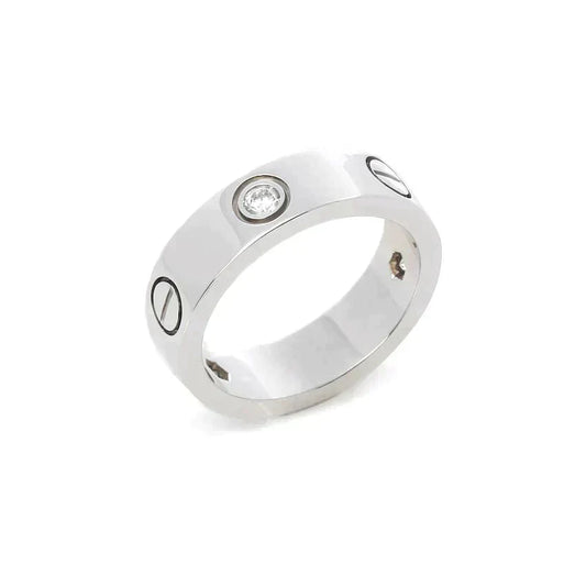 [Love Lucky]LOVE RING 5.5MM 3 DIAMONDS SILVER