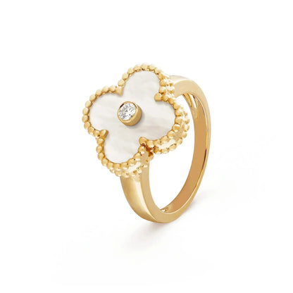 [Love Lucky]CLOVER PINK MOP RING GOLD DIAMOND