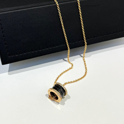 [Love Lucky]ZERO 1 BLACK CERAMIC DIAMOND PINK GOLD NECKLACE